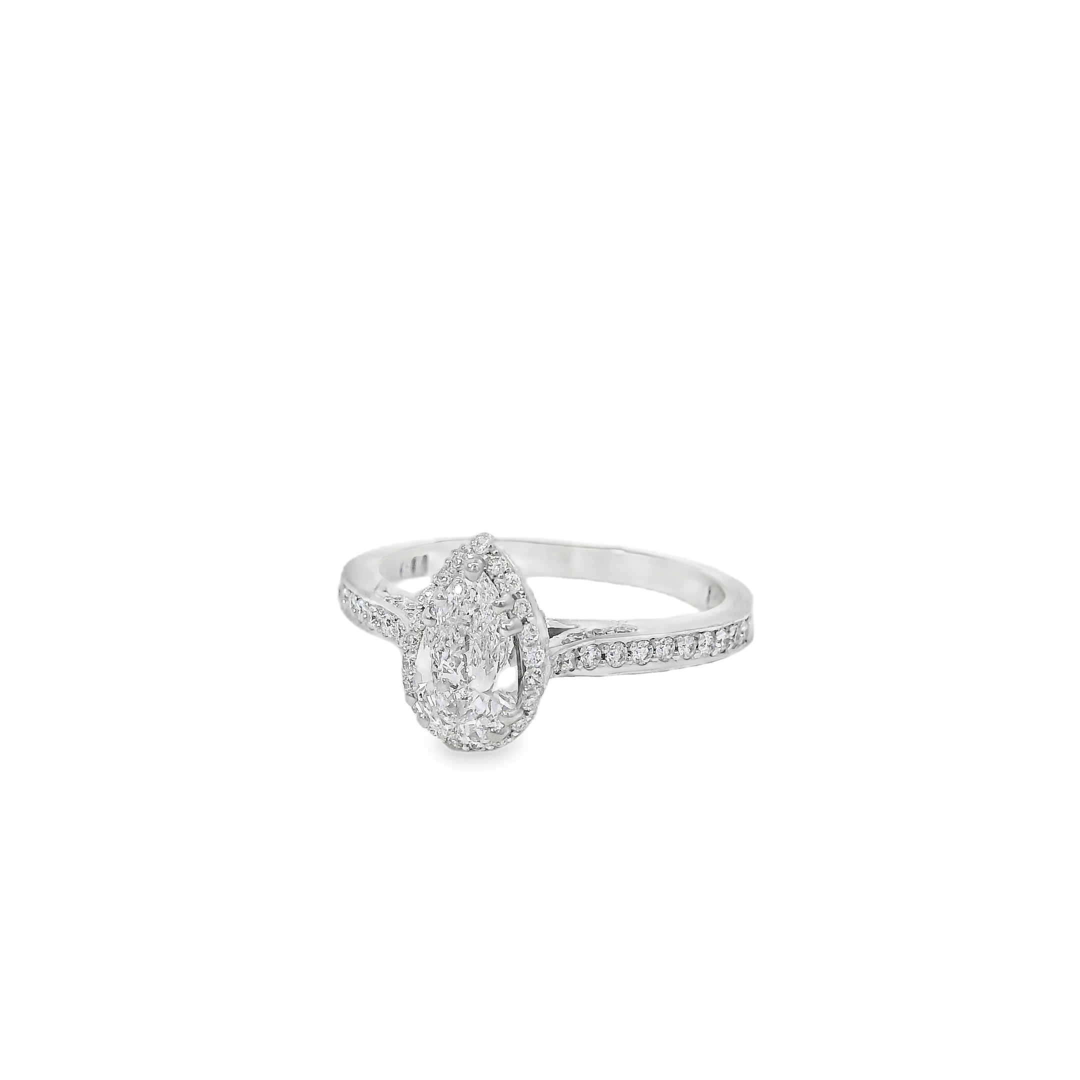 18k White Gold GIA Certified 0.55ct Pear Cut Diamond Engagement Ring