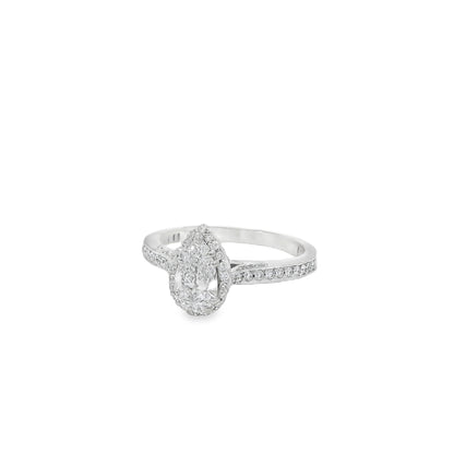 18k White Gold GIA Certified 0.55ct Pear Cut Diamond Engagement Ring