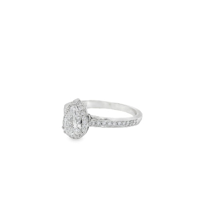 18k White Gold GIA Certified 0.55ct Pear Cut Diamond Engagement Ring