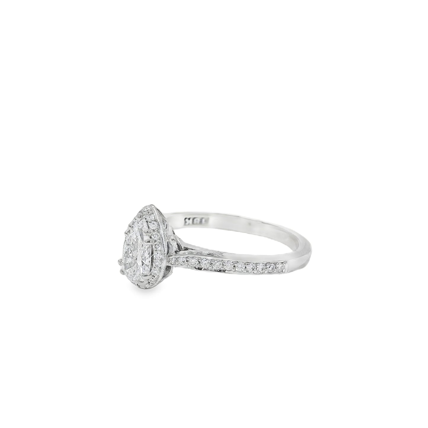 18k White Gold GIA Certified 0.55ct Pear Cut Diamond Engagement Ring