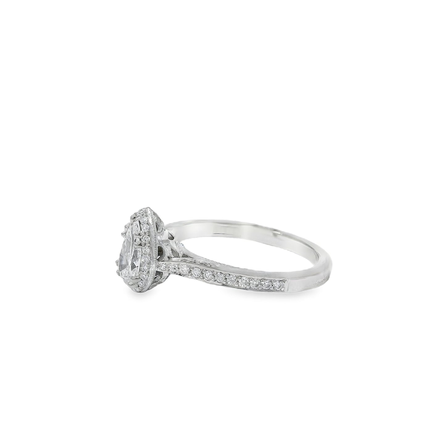18k White Gold GIA Certified 0.55ct Pear Cut Diamond Engagement Ring