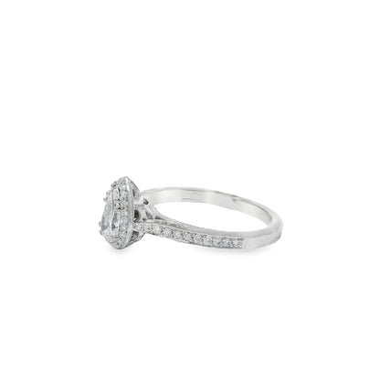 18k White Gold GIA Certified 0.55ct Pear Cut Diamond Engagement Ring