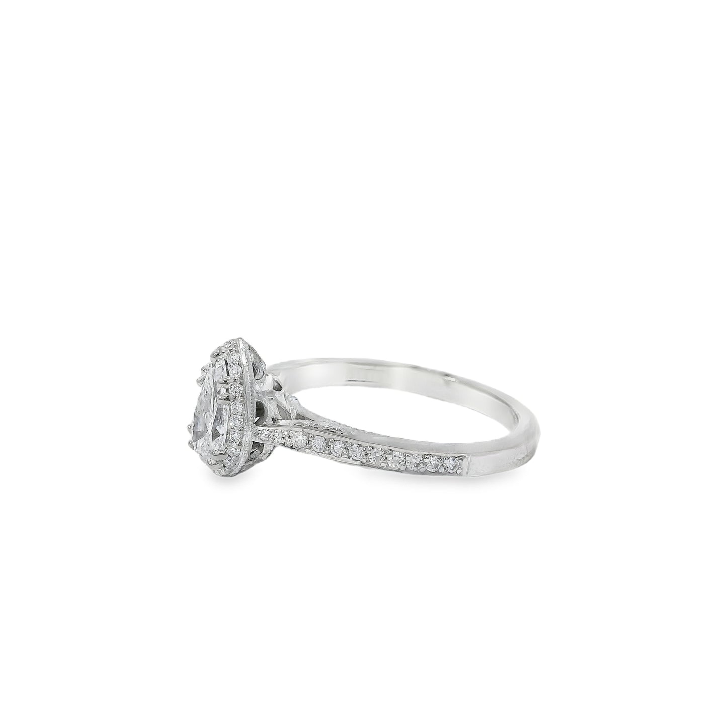 18k White Gold GIA Certified 0.55ct Pear Cut Diamond Engagement Ring