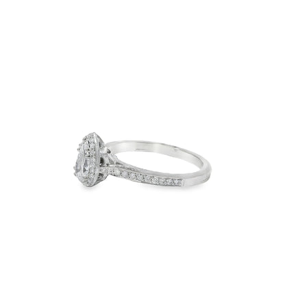 18k White Gold GIA Certified 0.55ct Pear Cut Diamond Engagement Ring