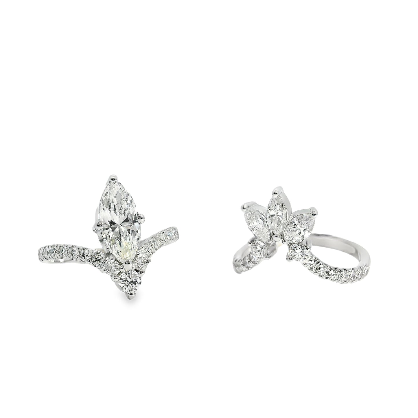 14k White Gold GIA Certified 1.11ct Marquise Cut Diamond Engagement Ring Set