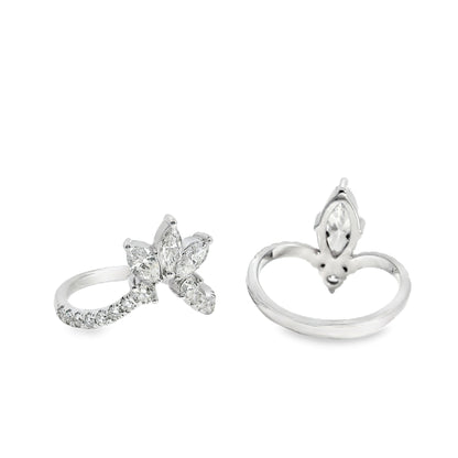 14k White Gold GIA Certified 1.11ct Marquise Cut Diamond Engagement Ring Set