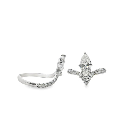14k White Gold GIA Certified 1.11ct Marquise Cut Diamond Engagement Ring Set