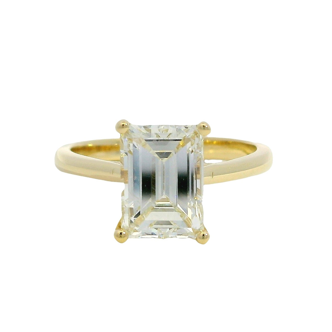 14k Yellow Gold GIA Certified 2.39ct Emerald Cut Engagement Ring