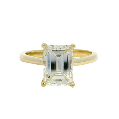 14k Yellow Gold GIA Certified 2.39ct Emerald Cut Engagement Ring
