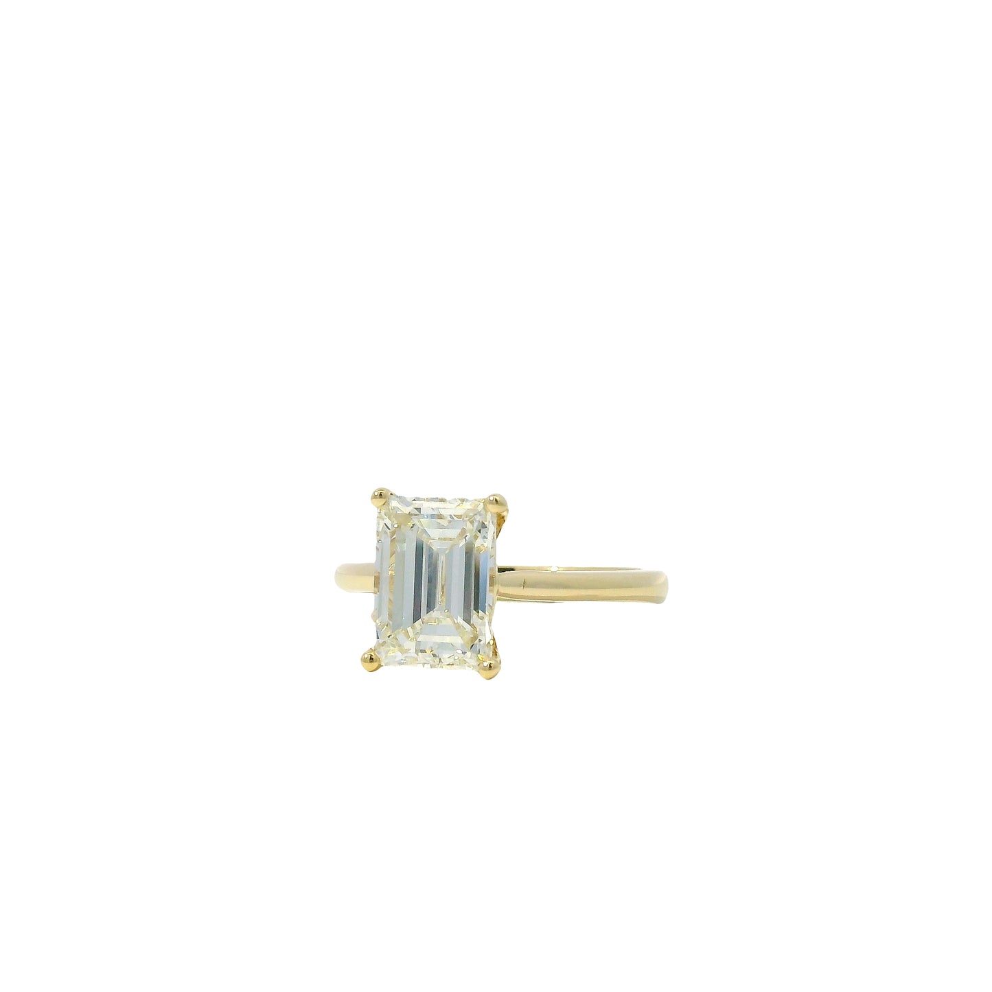 14k Yellow Gold GIA Certified 2.39ct Emerald Cut Engagement Ring