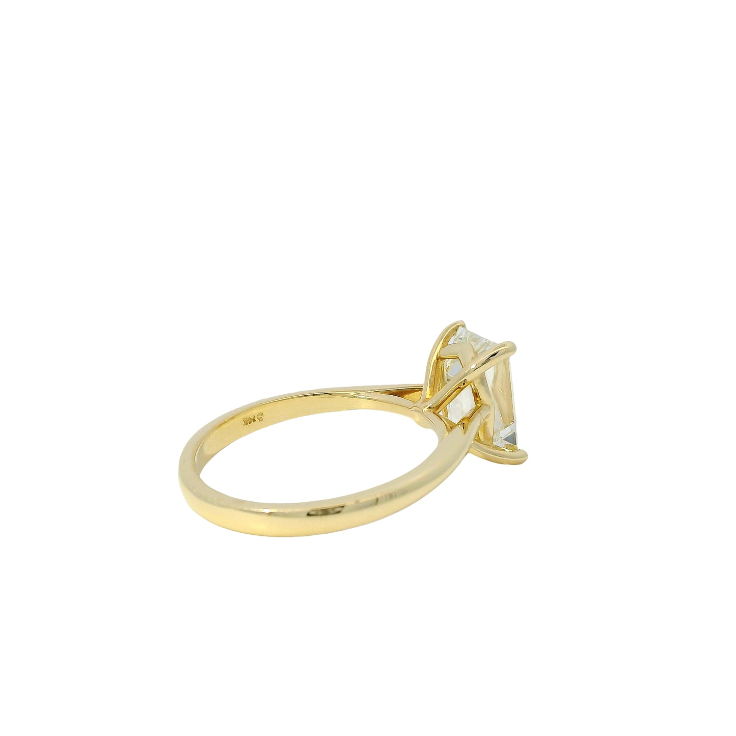 14k Yellow Gold GIA Certified 2.39ct Emerald Cut Engagement Ring