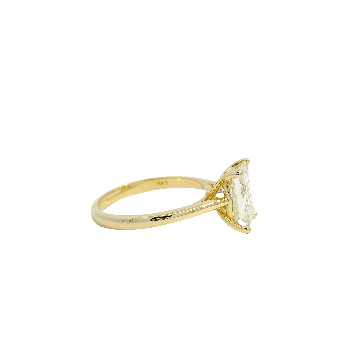 14k Yellow Gold GIA Certified 2.39ct Emerald Cut Engagement Ring