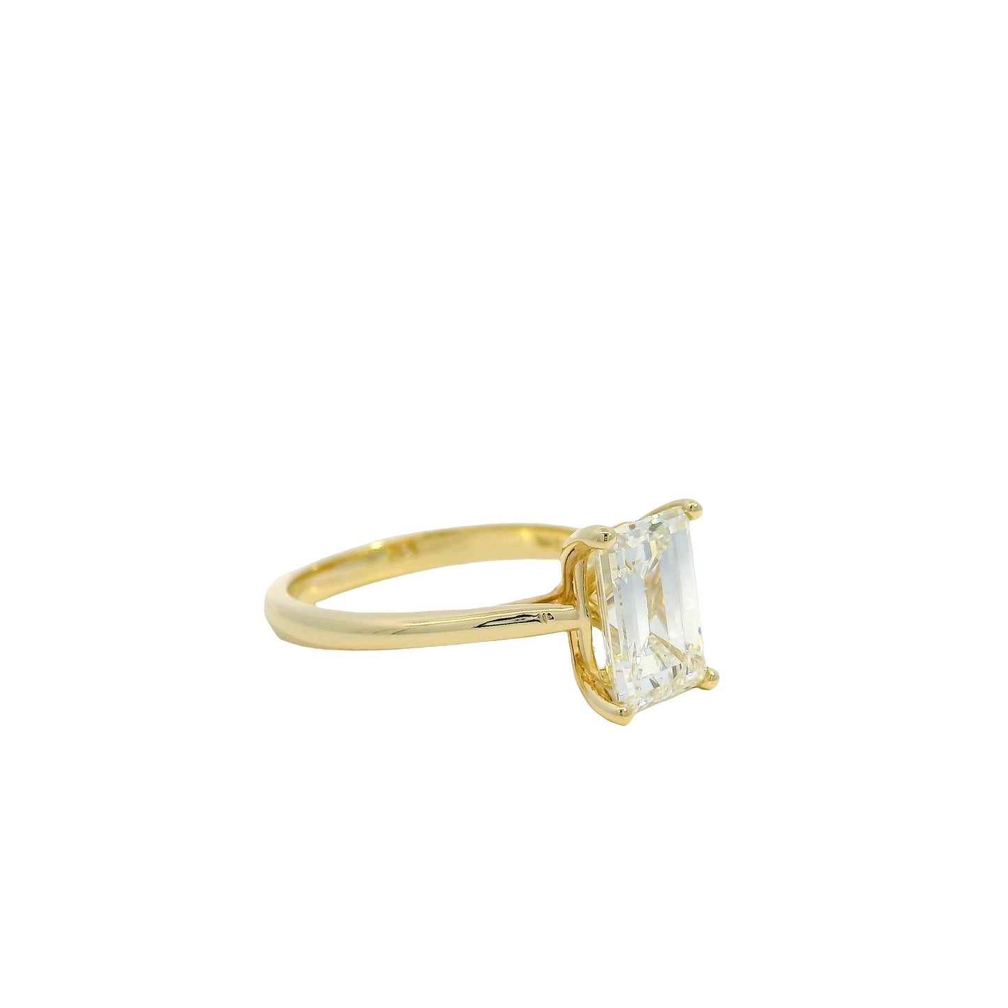 14k Yellow Gold GIA Certified 2.39ct Emerald Cut Engagement Ring