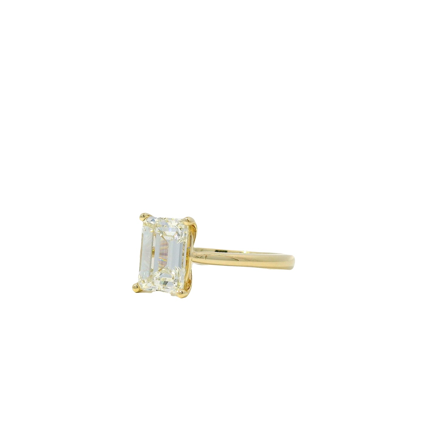 14k Yellow Gold GIA Certified 2.39ct Emerald Cut Engagement Ring