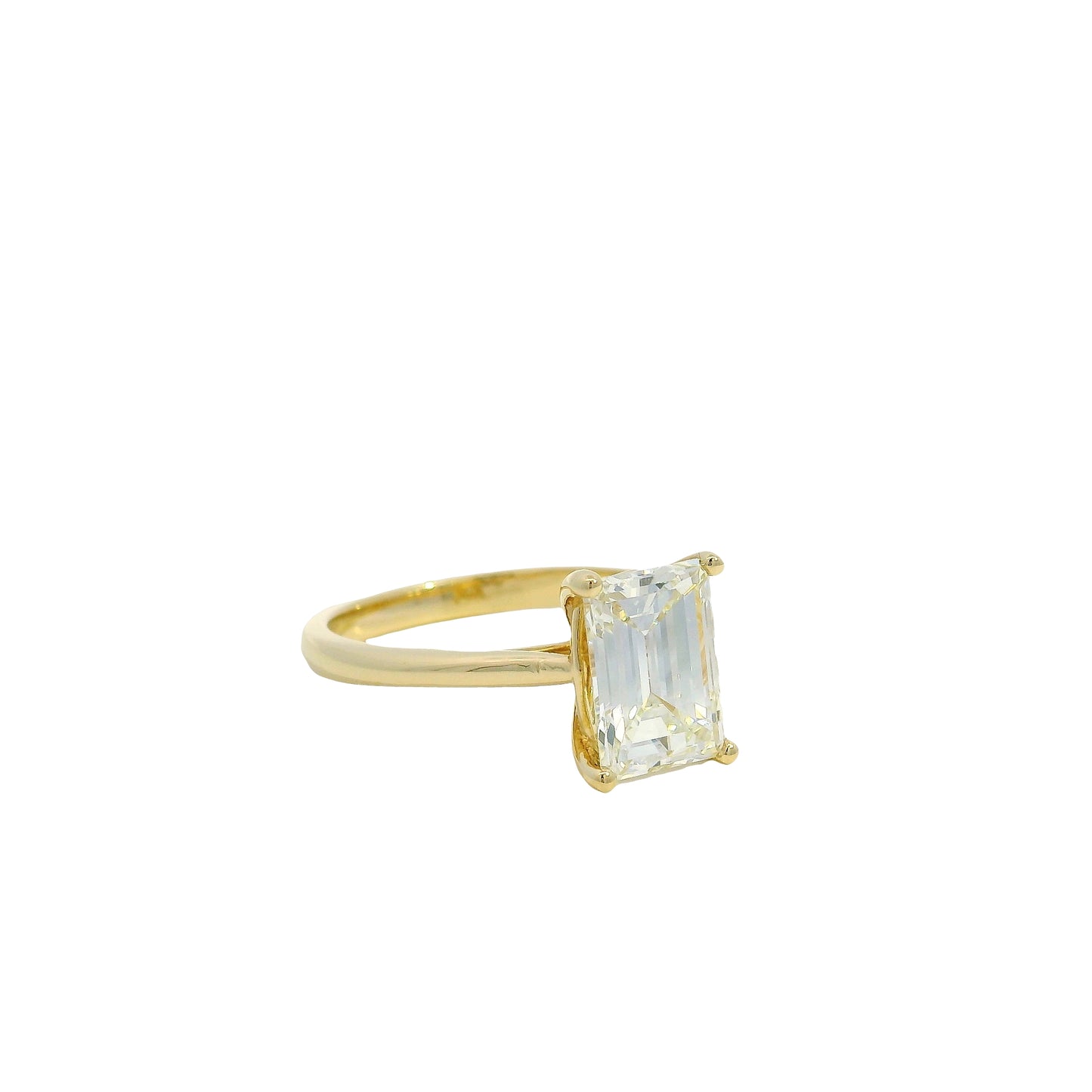 14k Yellow Gold GIA Certified 2.39ct Emerald Cut Engagement Ring