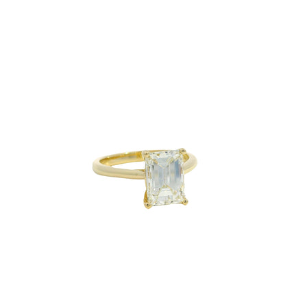 14k Yellow Gold GIA Certified 2.39ct Emerald Cut Engagement Ring