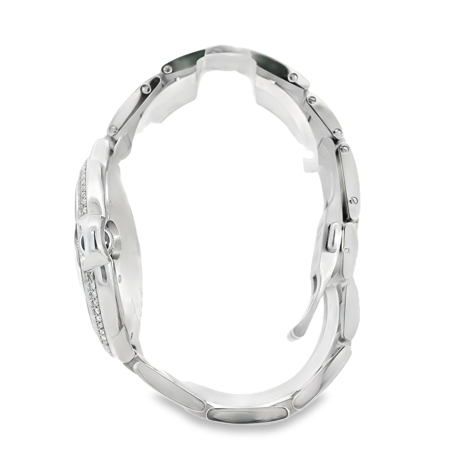 Cartier 3001 Ballon Bleu 42mm Silver Roman Dial with Aftermarket Diamond Watch