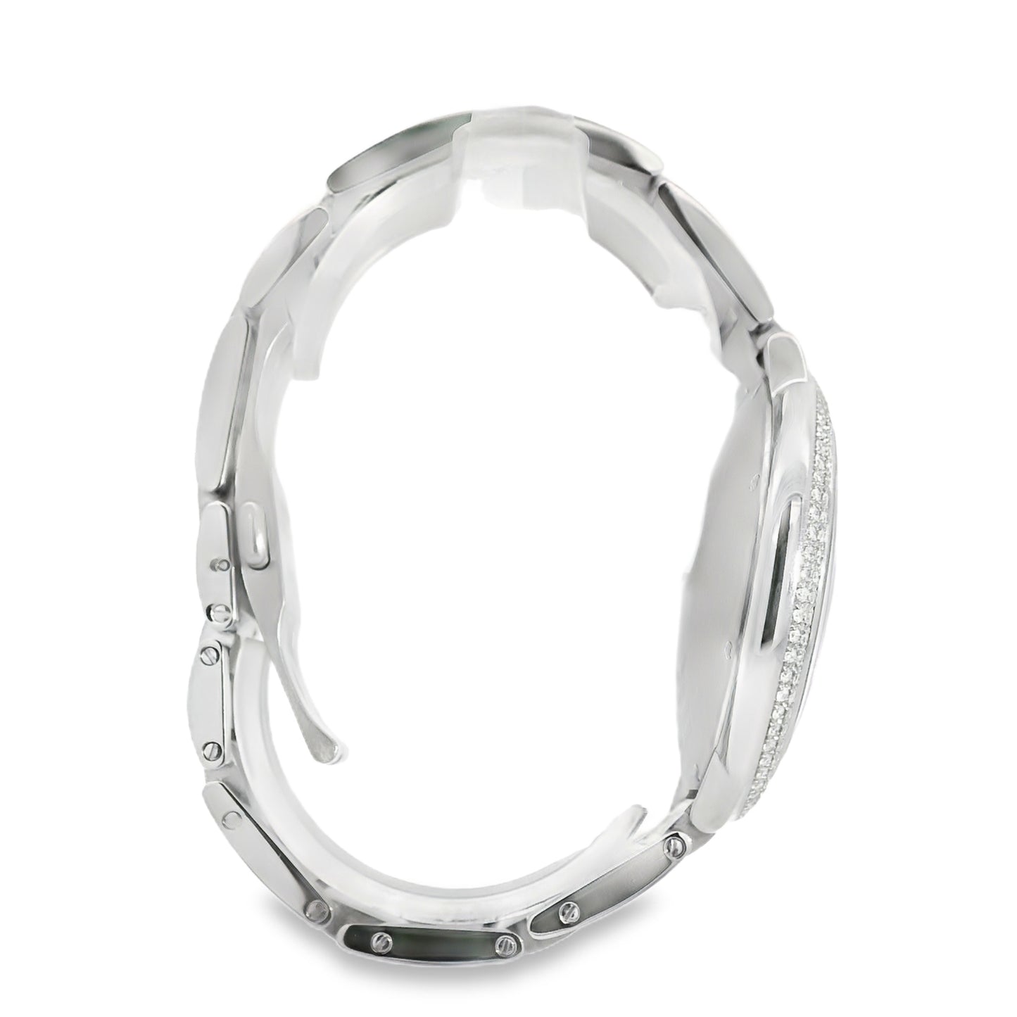 Cartier 3001 Ballon Bleu 42mm Silver Roman Dial with Aftermarket Diamond Watch