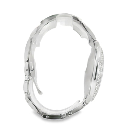 Cartier 3001 Ballon Bleu 42mm Silver Roman Dial with Aftermarket Diamond Watch