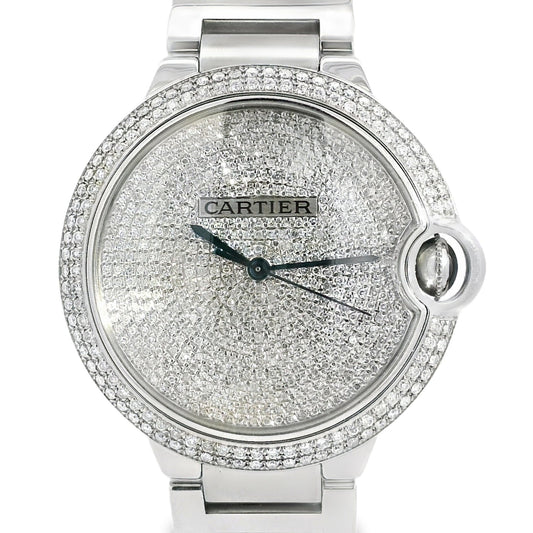 Cartier 3001 Ballon Bleu 42mm Diamond Dial with Aftermarket Diamond Bezel Watch