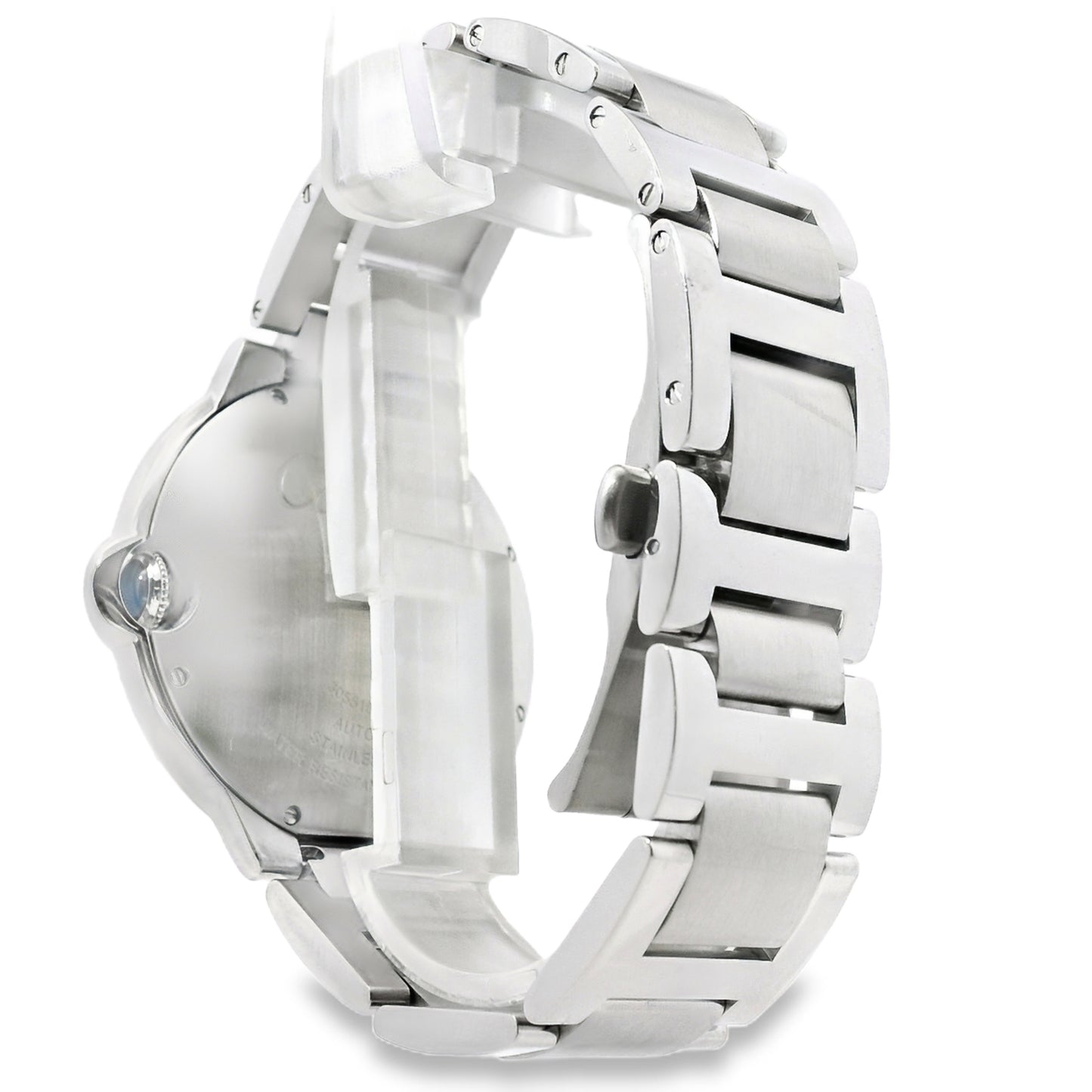 Cartier 3001 Ballon Bleu 42mm Silver Roman Dial with Aftermarket Diamond Watch