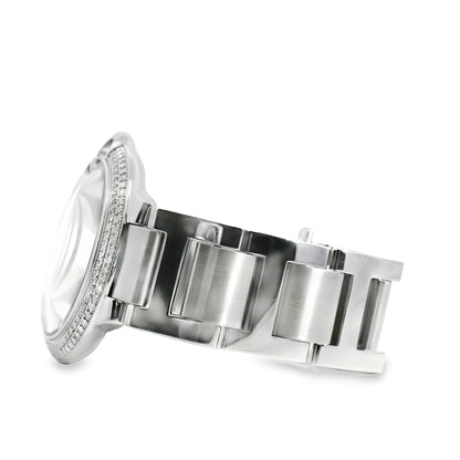 Cartier 3001 Ballon Bleu 42mm Silver Roman Dial with Aftermarket Diamond Watch