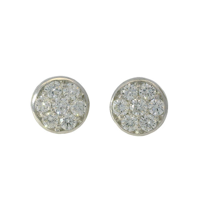 14k White Gold Round Pave Stud Earrings Set with Approx. 2.38ct Round Brilliant Diamonds
