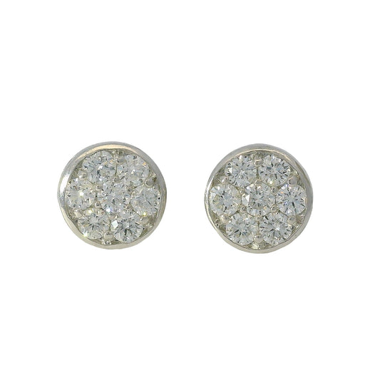 14k White Gold Round Pave Stud Earrings Set with Approx. 2.38ct Round Brilliant Diamonds