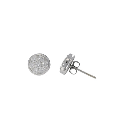 14k White Gold Round Pave Stud Earrings Set with Approx. 2.38ct Round Brilliant Diamonds
