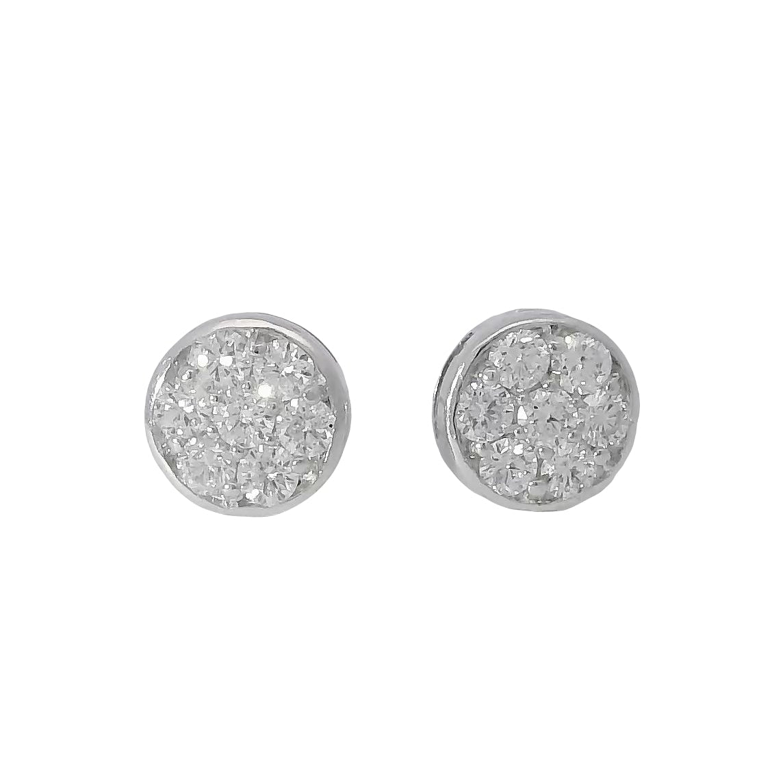 14k White Gold Round Pave Stud Earrings Set with Approx. 2.38ct Round Brilliant Diamonds