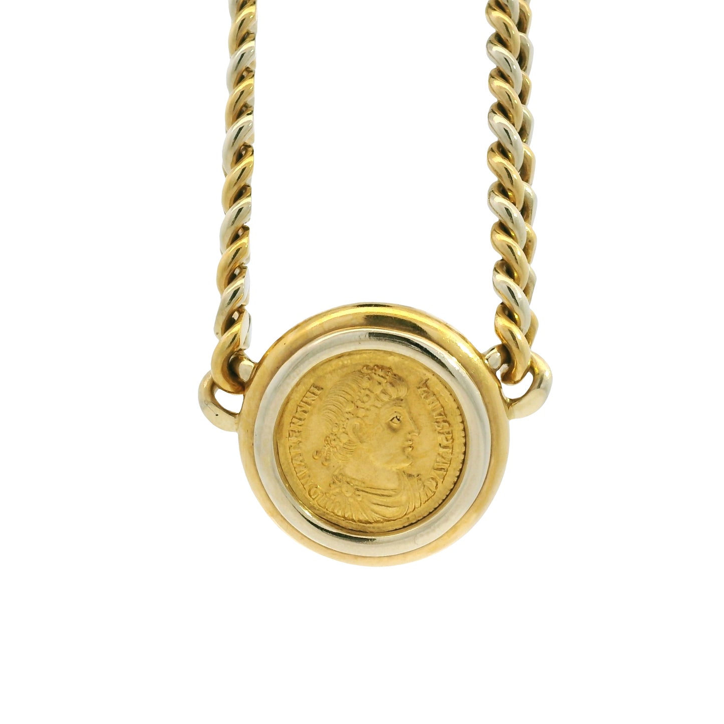 18k Yellow Gold Bvlgari Coin Monete Link Chain Necklace