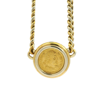 18k Yellow Gold Bvlgari Coin Monete Link Chain Necklace