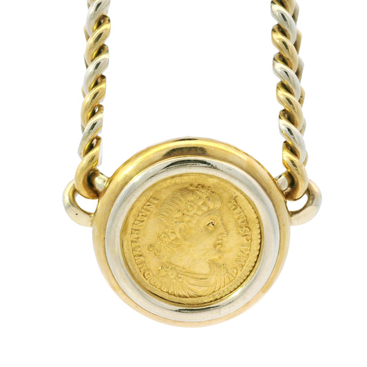 18k Yellow Gold Bvlgari Coin Monete Link Chain Necklace