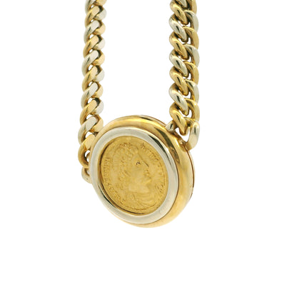 18k Yellow Gold Bvlgari Coin Monete Link Chain Necklace