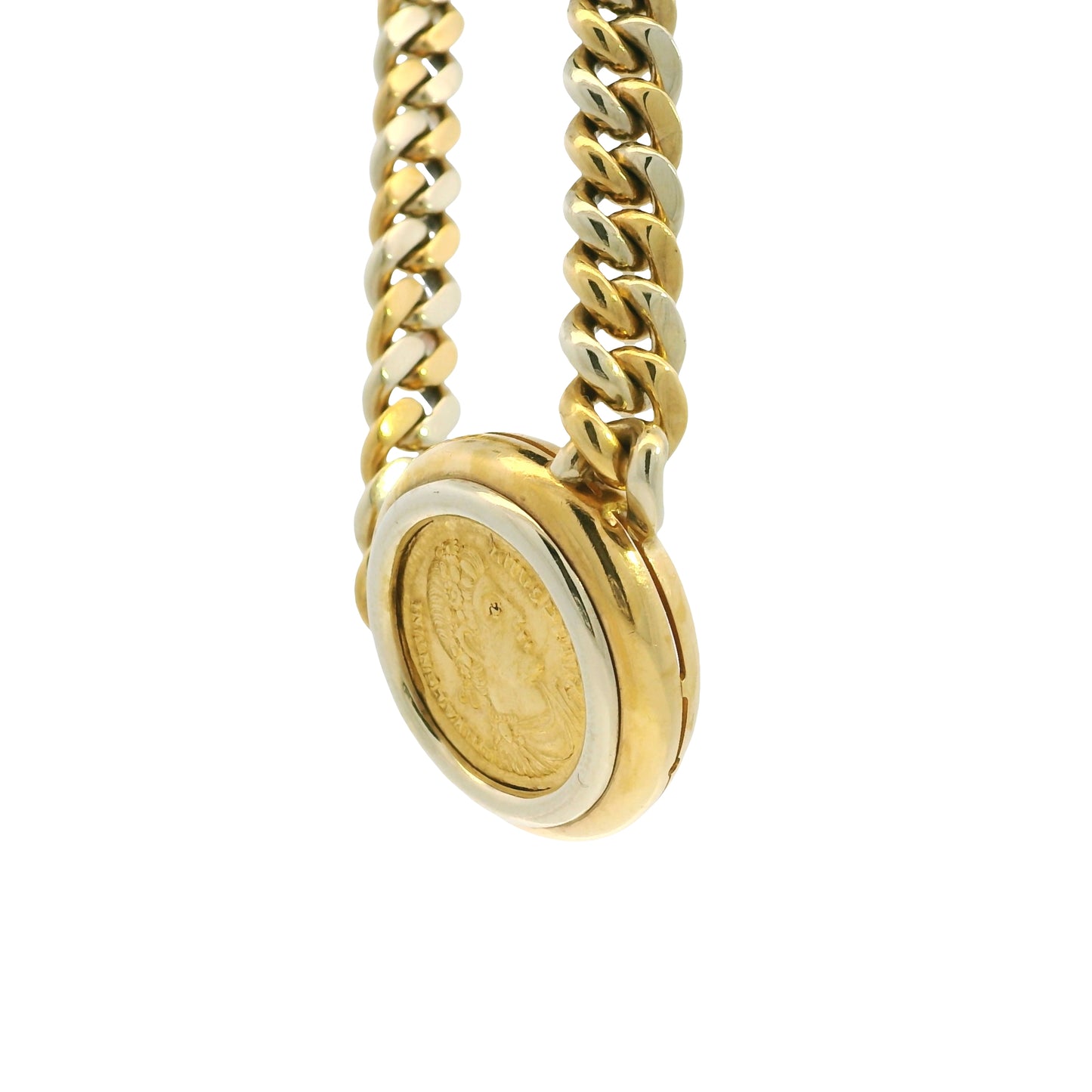 18k Yellow Gold Bvlgari Coin Monete Link Chain Necklace