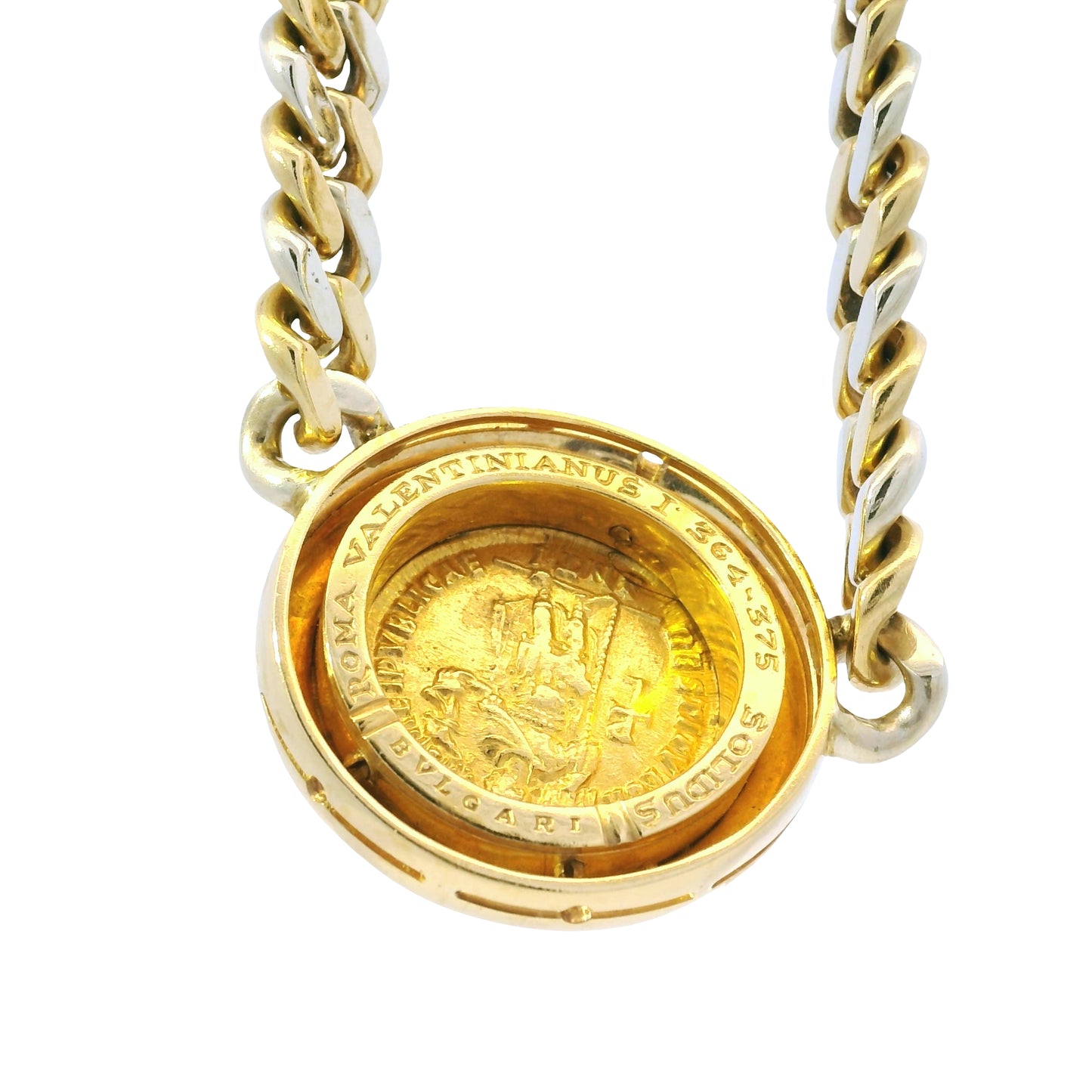 18k Yellow Gold Bvlgari Coin Monete Link Chain Necklace