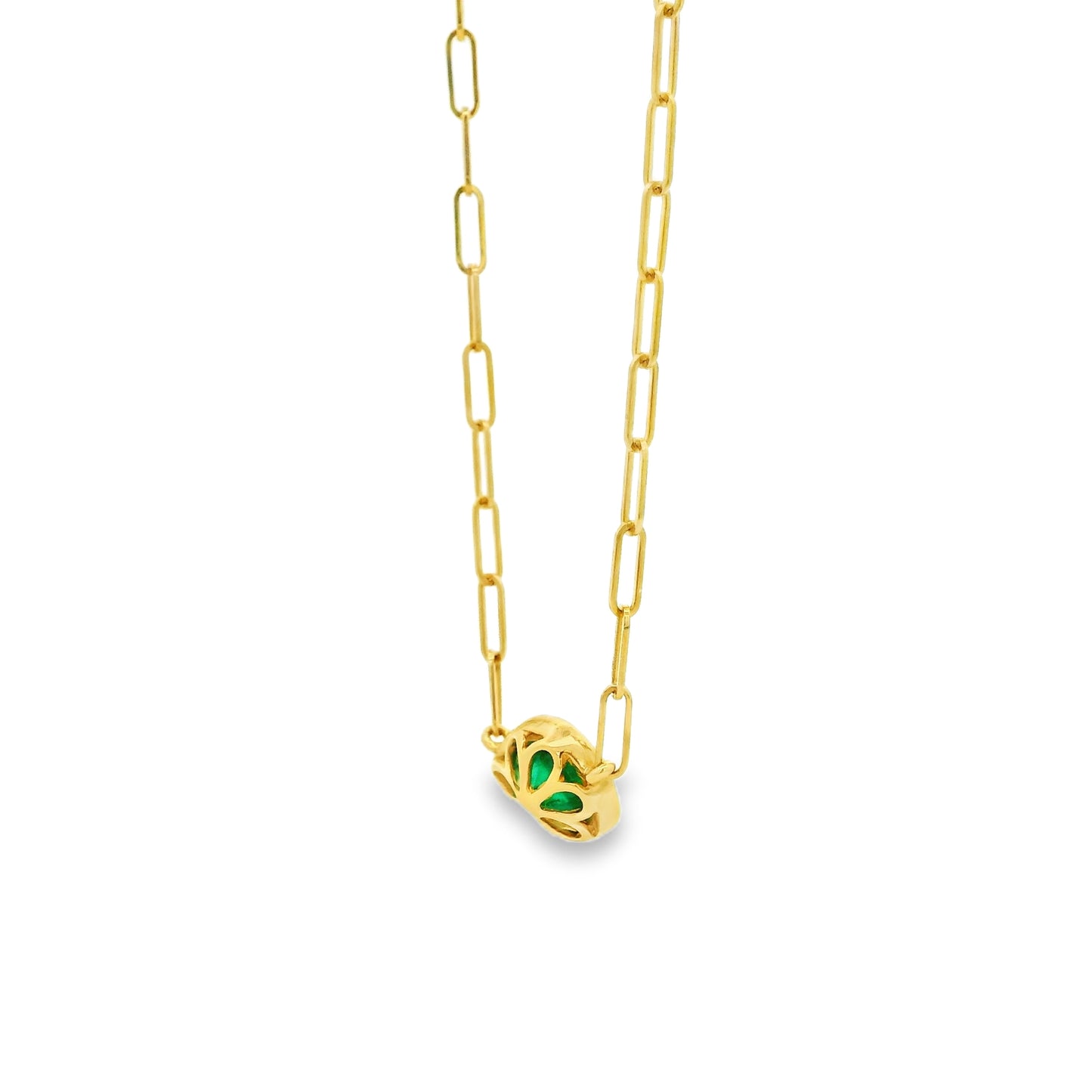 14k Yellow Gold 0.56ctw Emerald in a Paper Clip Chain Necklace