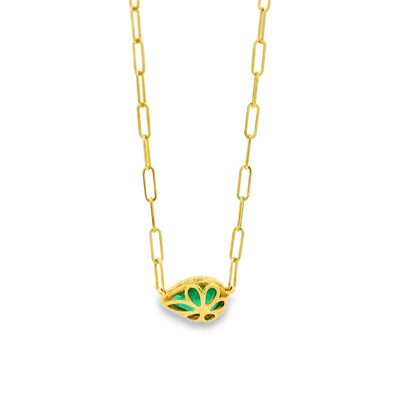 14k Yellow Gold 0.56ctw Emerald in a Paper Clip Chain Necklace