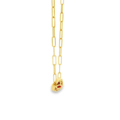 14k Yellow Gold 0.80ct Ruby in a Paper Clip Chain Necklace