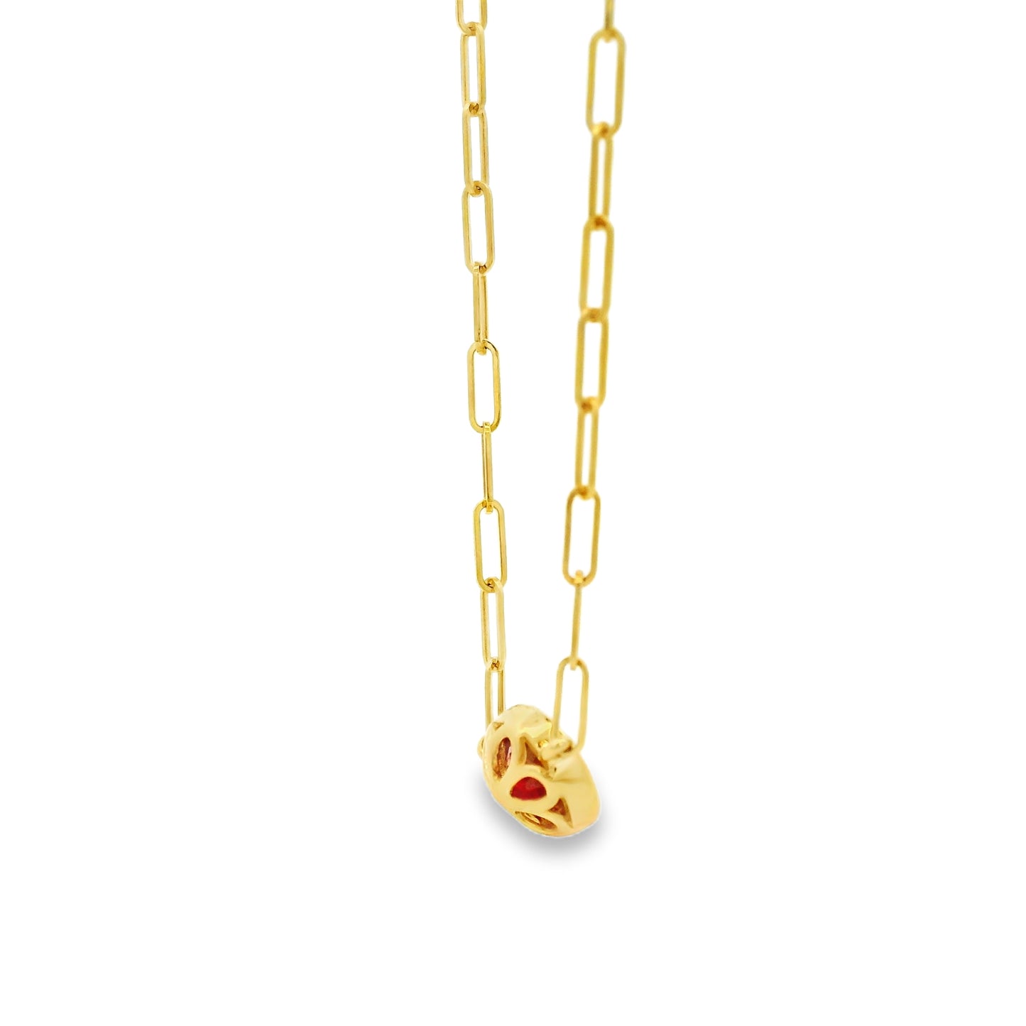 14k Yellow Gold 0.80ct Ruby in a Paper Clip Chain Necklace