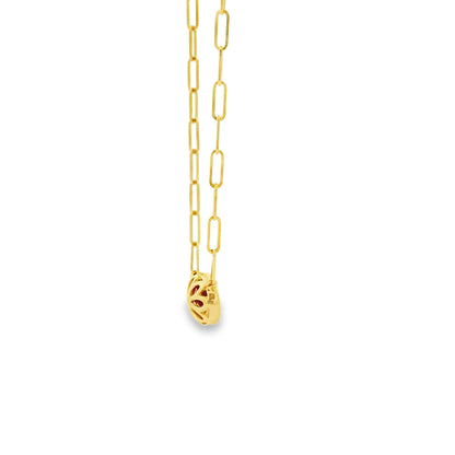 14k Yellow Gold 1.00ctw Ruby in a Paper Clip Chain Necklace