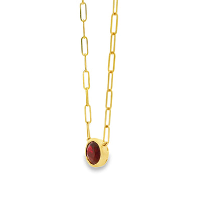 14k Yellow Gold 1.00ctw Ruby in a Paper Clip Chain Necklace