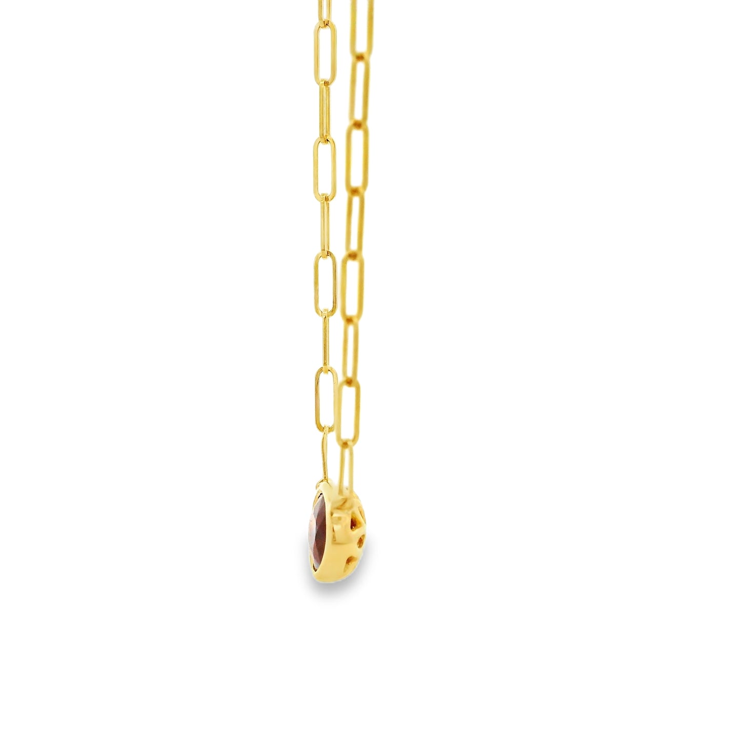 14k Yellow Gold 1.00ctw Ruby in a Paper Clip Chain Necklace