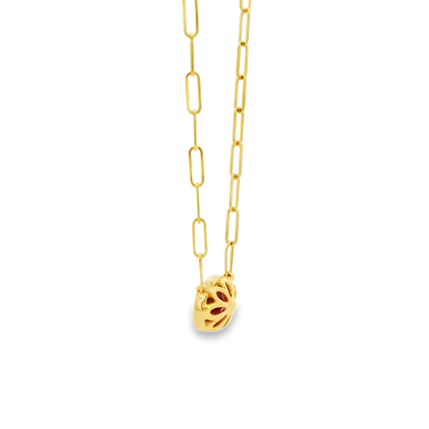 14k Yellow Gold 1.00ctw Ruby in a Paper Clip Chain Necklace