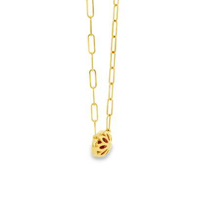 14k Yellow Gold 1.00ctw Ruby in a Paper Clip Chain Necklace