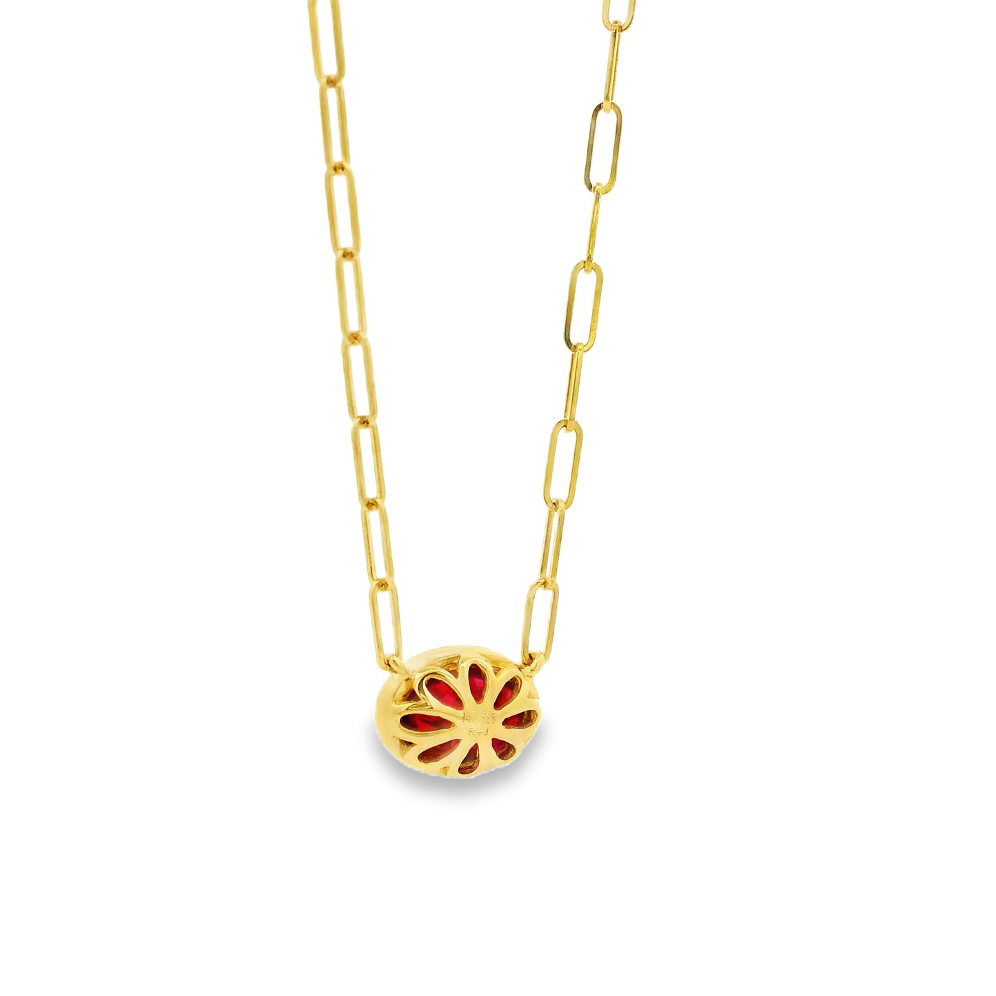 14k Yellow Gold 1.00ctw Ruby in a Paper Clip Chain Necklace