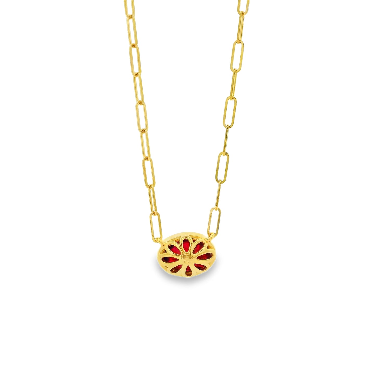 14k Yellow Gold 1.00ctw Ruby in a Paper Clip Chain Necklace
