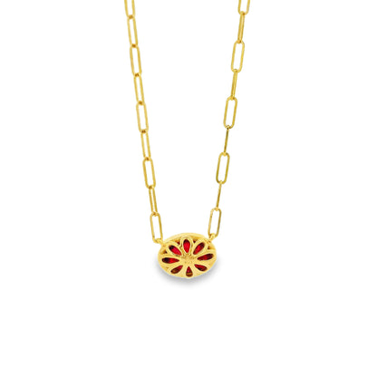 14k Yellow Gold 1.00ctw Ruby in a Paper Clip Chain Necklace
