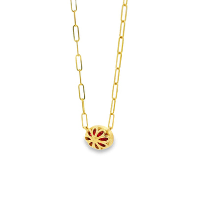 14k Yellow Gold 1.00ctw Ruby in a Paper Clip Chain Necklace