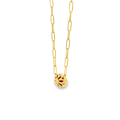 14k Yellow Gold 1.00ctw Ruby in a Paper Clip Chain Necklace